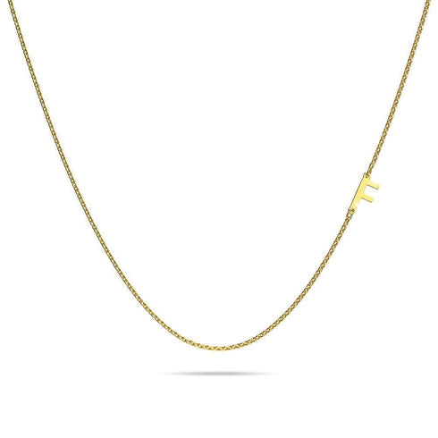 Bold Alphabet Letter Initial Charm Necklace in Gold Tone